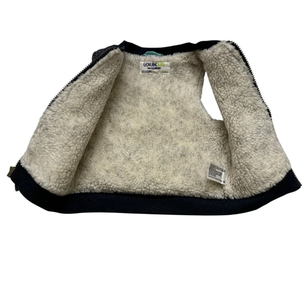 Genuine Kids OshKosh Herringbone Blue Knit Full-Zip Front Sherpa Lined Vest 12M